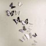 Cifeeo  18Pcs Black And White 3D Effect Crystal Butterflies Wall Sticker Beautiful Butterfly For Kids Room Wall Decals Home Decoration