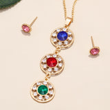 Multicolor Cubic Zirconia Stone Jewelry Sets for Women Ladies Necklace Earrings Sets Bridal Wedding bijoux africain parures