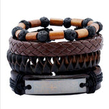 ZOSHI 4-6PC Vintage Multilayer Leather Bracelet For Men Fashion Braided Handmade Rope Wrap Bead Charm Woven Bracelets Male Gift