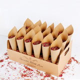 Kraft Paper Wedding Confetti Cone Stand Box Rose Flower Rustic wedding Cone Holder Weeding Decor For Wedding Love Favors