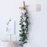 Artificial Green Eucalyptus Garland Leaves Vine Silk Leaf Fake Rattan Artificial Plants Ivy Wreath Wall Hanging Wedding Decor