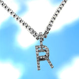 A-Z Custom Rhinestone Tennis Chain Letter Necklace for Women Men HipHop Jewelry Alphabet Pendant Necklace Choker Chain Wholesale