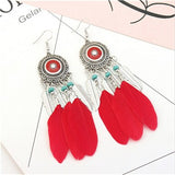 ZOSHI  Long Tassel Fashion Feather Style Ethnic Boho Big Dangle Statement Earring Wedding Earrings Accessories Wholesale