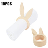 10pcs Bunny Ears Napkin Rings Holder Wooden Happy Easter Home Table Decoration Rustic Wedding Party Hotel Restaurant Supplies