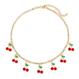 Cifeeo Fashion Bling Crystal Tennis Chain Choker Necklace for Women Gold Silver Color 7 Butterfly Cherry Pendant Necklace Party Jewelry