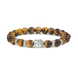 Christmas Gift Natural Tiger Eye Black Lava Stone Bracelet for Men Woman Yoga Prayer Beads Buddha Head Charm Bracelets Fashion Jewelry Pulseira