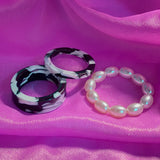 3Pcs Ins Korea Colorful Fashion Y2k Resin Heart Ring Set Acrylic Thick Round Rings For Women Party Wedding Jewelry Ring Set