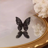 Mysterious Sexy Black Crystal Butterfly Rings Korean Fashion Jewelry Party Gothic Girl's Exaggerated Accessories For Woman