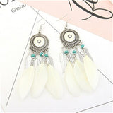 ZOSHI  Long Tassel Fashion Feather Style Ethnic Boho Big Dangle Statement Earring Wedding Earrings Accessories Wholesale