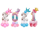 15PCS Number Foil Balloons Digit Birthday Balloons Decoration Number Balloon Happy Birthday Party Decorations Kids Pink Ballon