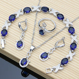 Back to school Cifeeo  Jewelry Sets For Women Purple Birthstone Fashion Long Earrings Bracelet Open Ring Necklace Sets Gift For Her