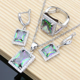 Back to school Cifeeo  Light Olive Green CZ White Zircon  Jewelry Sets For Women Earrings/Pendant/Necklace/Rings