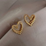 2023  New Design Unusual Hollowed Out Love Earrings For Woman Fashion Korean Jewelry Wedding Party Girl's Luxurious Earrings