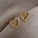 2022  New Design Unusual Hollowed Out Love Earrings For Woman Fashion Korean Jewelry Wedding Party Girl's Luxurious Earrings