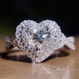 Cifeeo Elegant Silver Color Heart Shaped White Zircon Crystal Women's Ring Classic Fashion Women Bridal Wedding Engagement Ring Jewelry