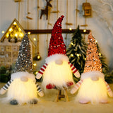 Christmas Gift Holiday Light Christmas Decoration Lamp Rudolph Doll Christmas Glow No Face Doll Ornaments Sequins with Lights Bedroom Decor