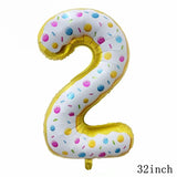 Christmas Gift 32Inch Donut Digital Foil Balloon Christmas Fruit Ice Cream Helium Balloon Birthday Party Decoration Kids Digital Balloon Showe