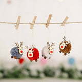 Christmas Gift Cute Felt Wooden Elk Christmas Tree Decorations Hanging Pendant Deer Craft Ornament Christmas Decorations for Home New Year