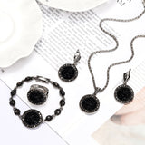 ZOSHI Vintage Gem Jewelry Set Fashion Women Jewelry Sets Antique Crystal Round Stone Pendant Necklace Sets 3Pc