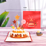 Happy Birthday Card for Girl Kids Wife Husband 3d Birthday Cake Pop-Up Greeting Cards Postcards Gifts with Envelope