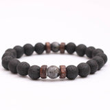 Volcanic Stone Bracelet for Men Lava Wooden 8mm Beads Bracelet Tibetan Buddha Wrist Chain Women Men's Jewelry Gift Bracelets