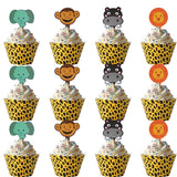 WEIGAO Lion Monkey Cake Toppers Jungle Birthday Theme Party Decor Cupcake Wrapper Cupcake Decor for Kids Birthday Party Supplies