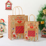 6pcs Gift Pakcaging Kraft Paper Bag Birthday Party Wedding Christmas New Year Child Favors Cookies Snack Decoration