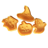 Christmas Gift 4pcs Halloween Pumpkin Ghost Theme Plastic Cookie Cutter Plunger Fondant Sugarcraft Chocolate Mold Cake Decorating Tools