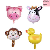 1Set Farm Animal Cake Topper Toppers Cow Pig Banner Horse Lion Pet Walking Balloons Kids Gift Birthday Party Decoration Supplies