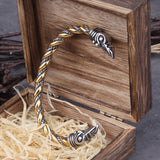 Stainless Steel Nordic Viking Norse Raven Bracelet adjustable Men Wristband Cuff Bracelets with Viking Wooden