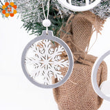 Christmas Gift 3PCS/lot Silver White Deer Snowflake Wooden Christmas Pendants Decorations DIY Wood Crafts XMAS Ornaments Festival Party Decor