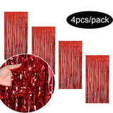 4pcs/Pack Glitter Backdrop Fornite Curtain Bachelorette Party Birthday Party Decorations Tinsel Curtain Wedding Decoration Birth