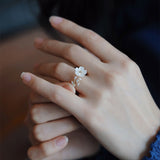 Elegant White Shell Flower Branch Shape Golden Opening Rings Korean Fashion Jewelry Wedding Girls Unusual Accessories For Woman