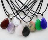 Back to school  decoration  Natural Stone Water Drople Pendant Quartz Crystal Agates Turquoises Malachite Stone  For Diy Jewelry Making Necklace Accessories