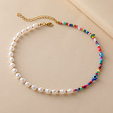 Cifeeo New Lovely Daisy Flower Colorful Beads Pearl Clavicle Choker Necklace for Women Girls Spring Summer Jewelry Wholesale