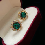 Gorgeous Green Cubic Zirconia Stud Earrings for Women Noble Wedding Party Earring Fine Birthday Gift Lady Fashion Jewelry