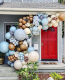 133pcs Birthday Balloons Coffee Brown Skin Color Macaron Blue Yellow Balloon Arch Garland Kit Bridal Baby Shower Decor Supplies