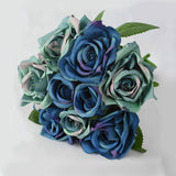 9pcs/set 4cm 7cm Silk Rose Flower Bouquet Real Touch Fake Flowers for Wedding Decoration Bridal Hold Bouquet Home Garden Supplie