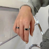 Cifeeo Enamel Heart Rings Gothic Fashion Cool Y2K Rings For Women Vintage Acrylic Chunky Finger Girl Party 2023 Jewelry Gift