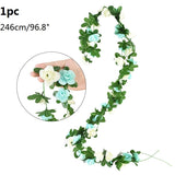 Christmas Gift Wisteria Artificial Flower Vine Ivy Leaf Garland Silk Rose Flowers Rattan String Vine Wedding Arch Flower Home Garden Decoration