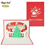 10 Pack 3D Merry Christmas Tree Pop-Up Holiday Cards with Envelope New Year Greeting Cards Handmade