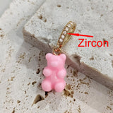 Candy Color Gummy Bear Resin Pendant Necklace for Women Simple Golden Metal Chain Necklace Female Fashion Jewelry Gifts