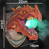 Cifeeo  3D Dragon Statue Legends Prop Wall Mounted Dinosaur Smoke Light Wall Art Sculpture Statue Wall Art Home Decor Room Decoration