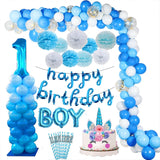 WEIGAO Blue One Foil Balloons Set First Birthday Decor One Year Old Number Balloons Baby Shower Boy 1st Birthday Decor Supplies