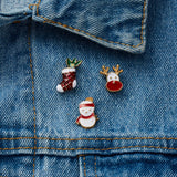 Christmas Gift 3pcs/set Merry Christmas Brooches Christmas Socks Christmas Tree Elk Enamel Badge Small Brooch Women Fashion Party Jewelry Gifts