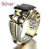 Cifeeo Classic Domineering Men's Ring Metal Gold Color Inlay Yellow Zircon  Punk Rings for Men Wedding Party Hip Hop Jewelry