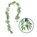 Christmas Gift Artificial Green Eucalyptus Willow Leaves Garland Vine Wedding Greenery Home Birthday Party Table Wall Green Leaves Decoration