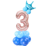 14 pcs Number Balloon Stand Foil Digital Balloons With Crow Wedding Birthday Party Decorations Kids Boy Girl Baby Shower Balloon