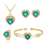 High Quality Black CZ Crystal Wedding Necklace &Earring &Ring 3 Set Gold Color Pendant Jewlery Set Gift Wholesale Jewelry Sets