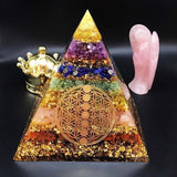 Christmas Gift Orgonite Seven Chakra Energy Pyramid Aura Divination Supplies Yoga Meditation Ornaments Resin Craft EMF Protection Lucky Stone